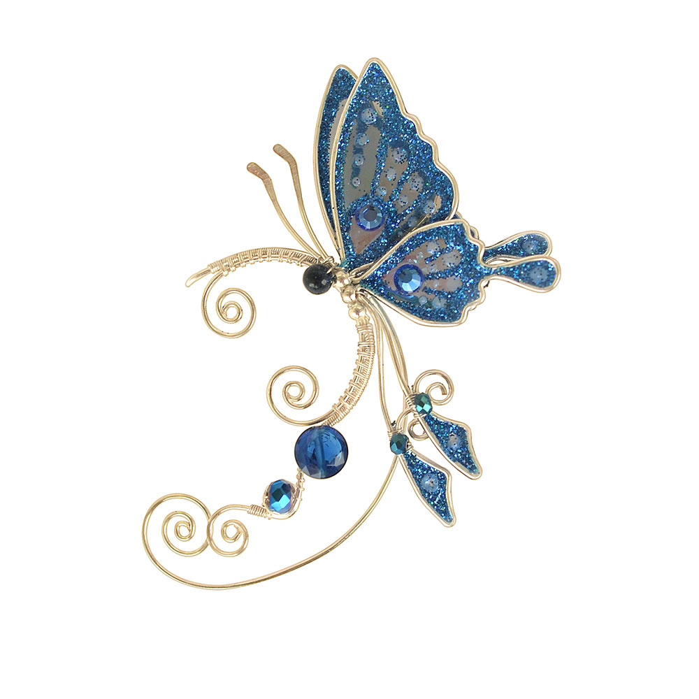 Кафф бабочка синий на ушко