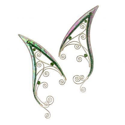 Каффы удлиненные эльфийские ушки зеленые серьги